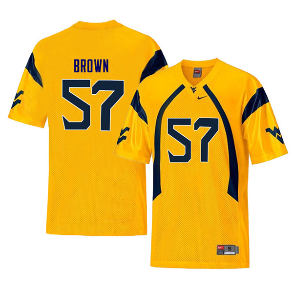 Men #57 Michael Brown West Virginia Mountaineers Throwback College Football Jerseys Sale-Yellow - Click Image to Close